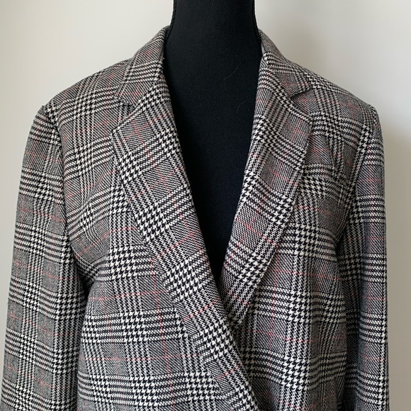 Vintage Le Chateau Houndstooth-Plaid Double-Breasted Blazer - Size 11/12 - Picture 3 of 9